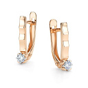 Серьги с английским замком из красного золота с бриллиантами