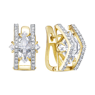 Серьги с английским замком из желтого золота