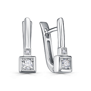 Серьги с английским замком из белого золота с бриллиантами