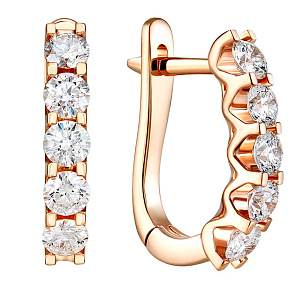 Серьги с английским замком из золота с бриллиантами