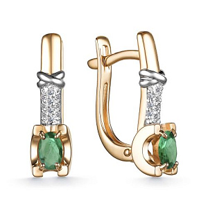 Серьги с английским замком из красного золота с бриллиантами