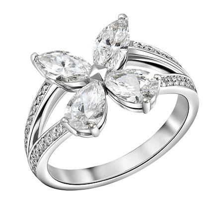 Кольцо из белого золота с бриллиантами