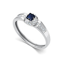 Кольцо из белого золота с бриллиантами, сапфиром