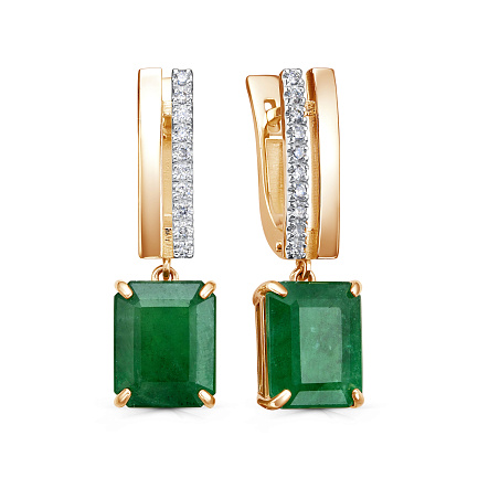 Серьги с английским замком из красного золота с бриллиантами