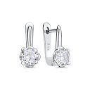 Серьги с английским замком из серебра с фианитами