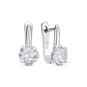 Серьги с английским замком из серебра с фианитом