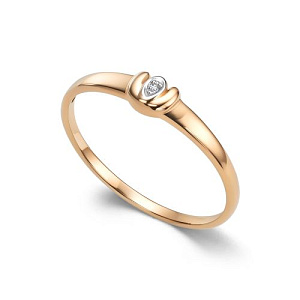 Кольцо из красного золота с бриллиантом