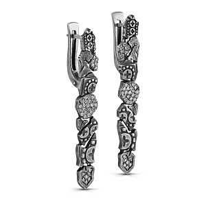 Серьги с английским замком из серебра с бриллиантами