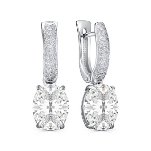 Серьги с английским замком из серебра с фианитом