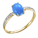 Кольцо из желтого золота с бриллиантами, бирюзой