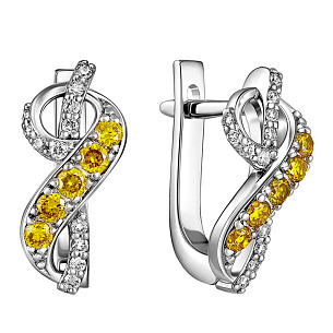 Серьги из белого золота с бриллиантом