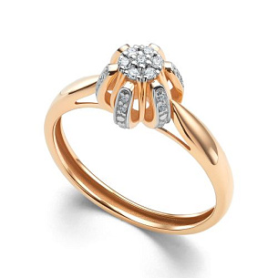 Кольцо из красного золота с бриллиантом