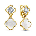 Серьги с английским замком из желтого золота с бриллиантами