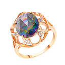 Кольцо из красного золота с бриллиантами, топазом