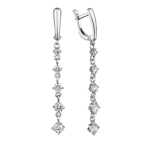 Серьги с английским замком из белого золота с бриллиантами