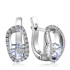 Серьги с английским замком из белого золота с бриллиантами