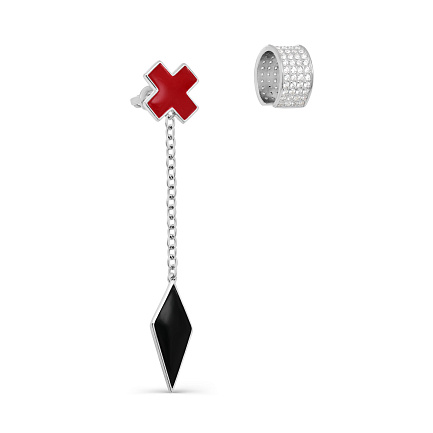 Моносерьга из серебра с фианитами