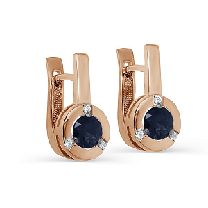 Серьги с английским замком из красного золота с бриллиантами