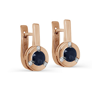 Серьги с английским замком из красного золота с бриллиантом