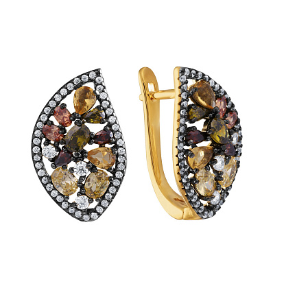 Серьги с английским замком из серебра с фианитом