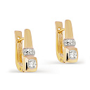 Серьги с английским замком из желтого золота с бриллиантами