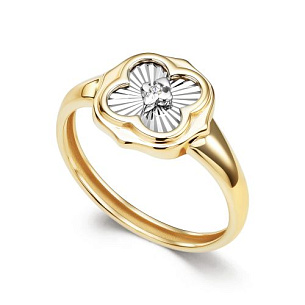 Кольцо из желтого золота с бриллиантом