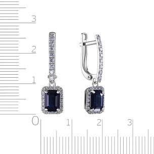 Серьги с английским замком из белого золота с сапфиром