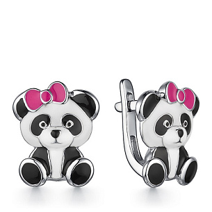 Серьги детские из серебра с эмалью