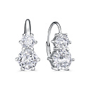 Серьги с английским замком из серебра с фианитами