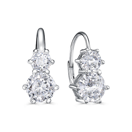 Серьги с английским замком из серебра с фианитами