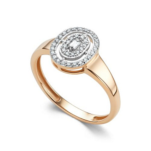 Кольцо из красного золота с бриллиантом