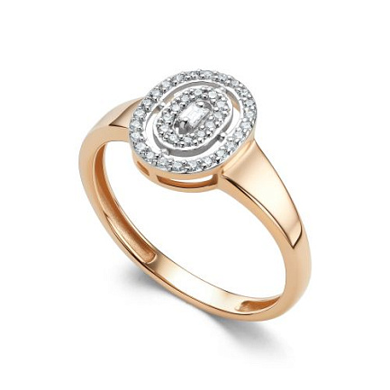 Кольцо из красного золота с бриллиантами