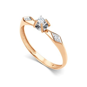 Кольцо из красного золота с бриллиантом