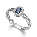 Кольцо из белого золота с бриллиантами, сапфиром