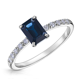 Кольцо из белого золота с сапфиром