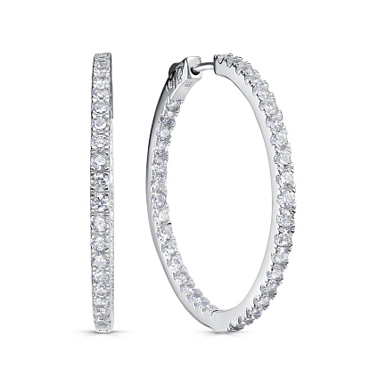 Серьги с английским замком из серебра с фианитами