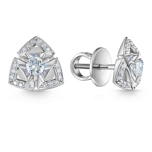 Пусеты из белого золота с бриллиантами