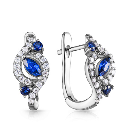 Серьги с английским замком из серебра с фианитом