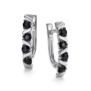 Серьги с английским замком из белого золота с сапфирами