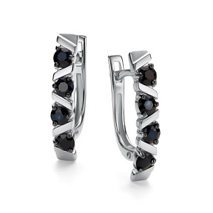 Серьги с английским замком из белого золота с сапфиром