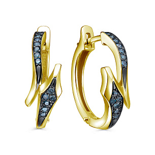 Серьги с английским замком из желтого золота с бриллиантом