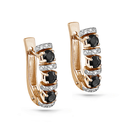 Серьги с английским замком из красного золота с бриллиантами