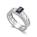 Кольцо из белого золота с бриллиантами, сапфиром