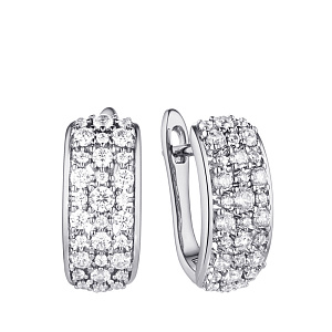 Серьги с английским замком из серебра с фианитами