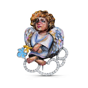 Брошь из серебра с фианитами