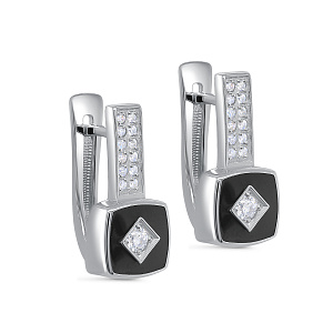 Серьги с английским замком из серебра с фианитами