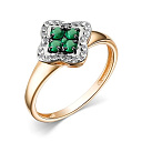 Кольцо из красного золота с бриллиантами, изумрудом
