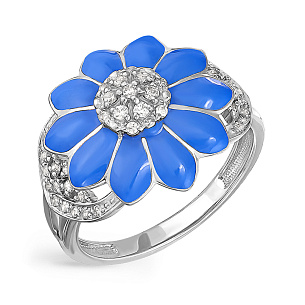 Кольцо из серебра с фианитами