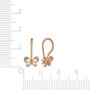 Серьги с французским замком из серебра с фианитом и золочением