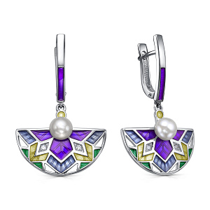 Серьги с английским замком из серебра с жемчугом